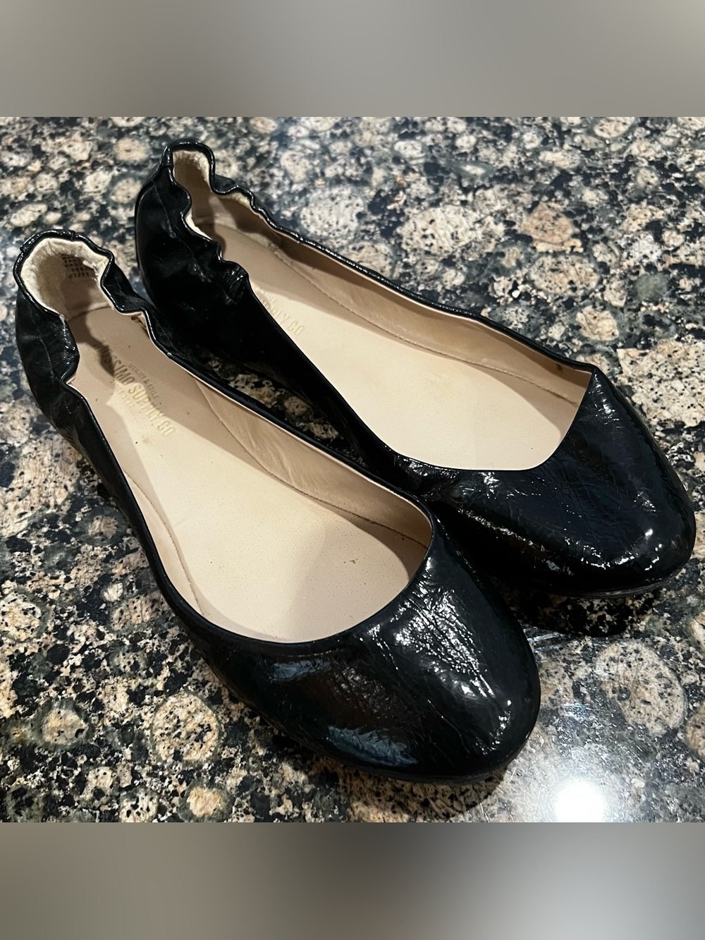 Mossimo Supply Co. Black Patent Leather Ruffle Ballet Flats
